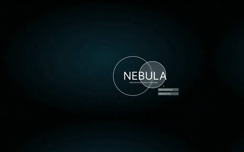 The Nebula start screen