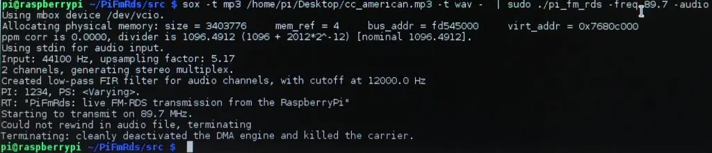 Example output from